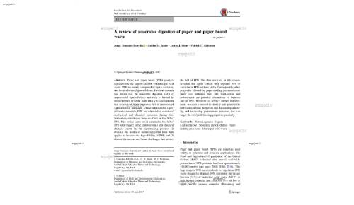 A review of anaerobic digestion of paper and paper board waste